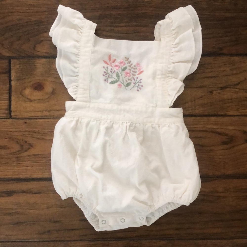 Embroidered Floral Romper